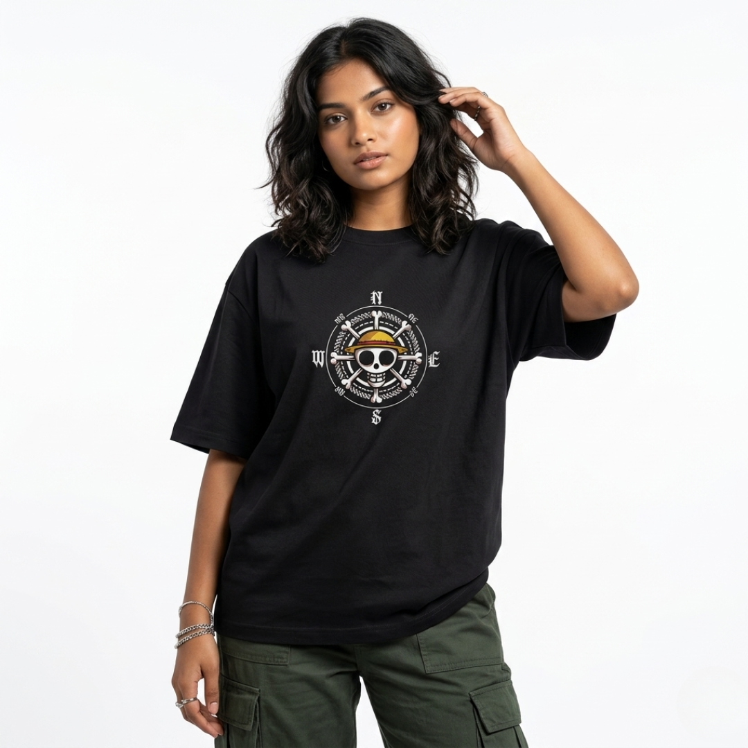 Straw Hat Pirate Oversized Anime T-Shirt | One Piece Minimal Streetwear Tee