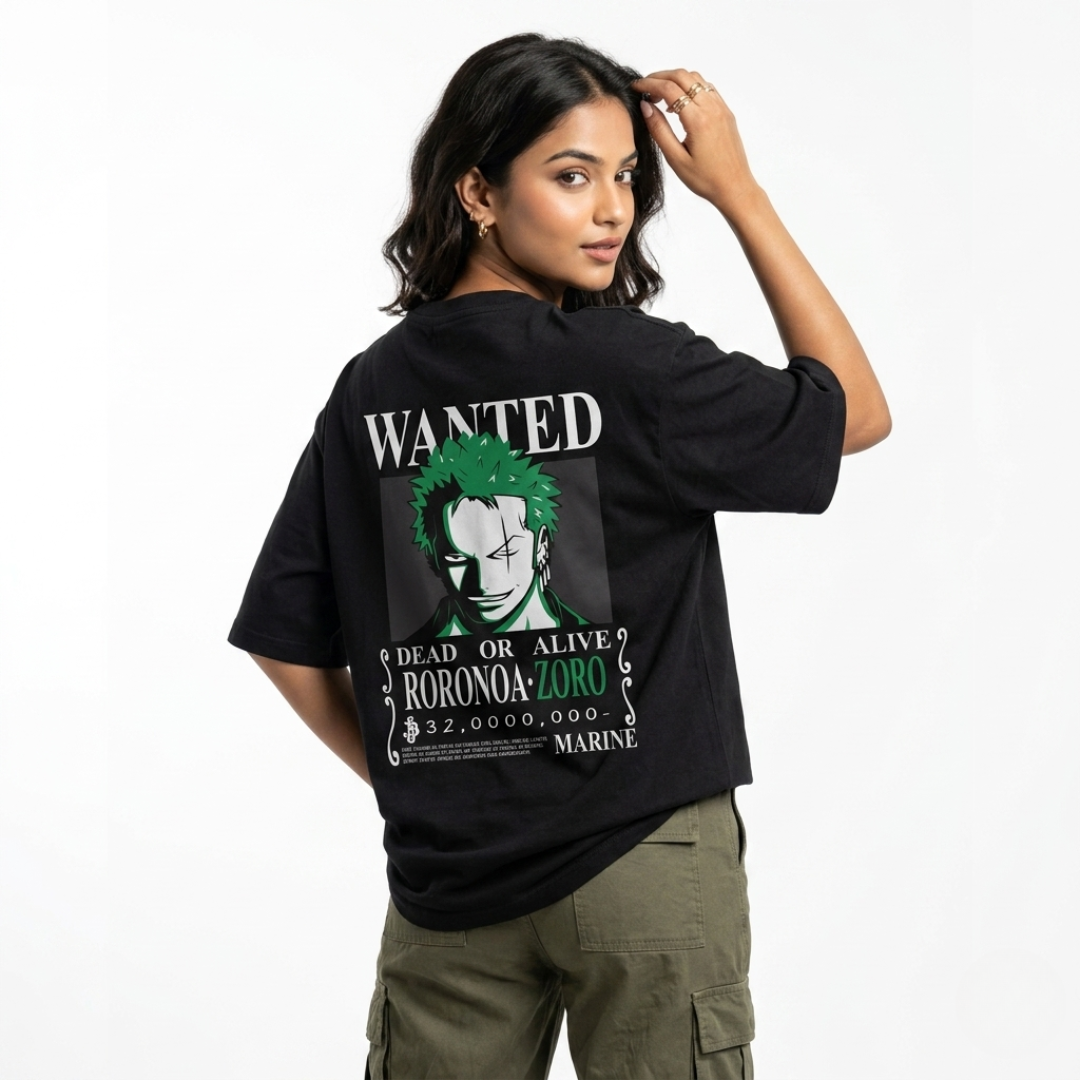 Roronoa Zoro Wanted Oversized Anime T-Shirt | One Piece Streetwear Tee