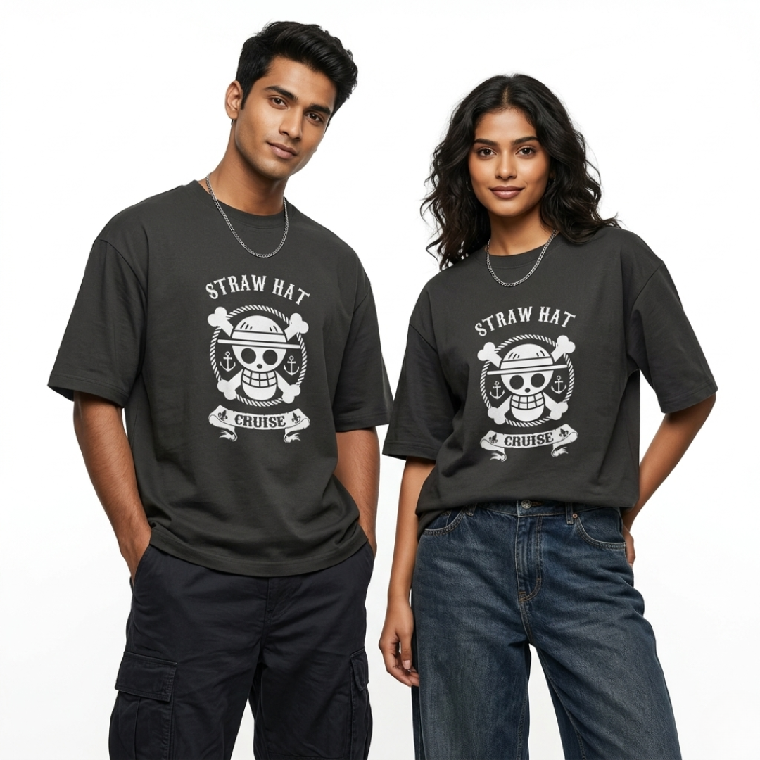 Straw Hat Cruise Oversized Anime T-Shirt | One Piece Minimal Streetwear Tee