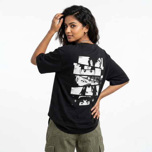 Naruto Squad Oversized Anime T-Shirt | Minimal Manga Streetwear Tee