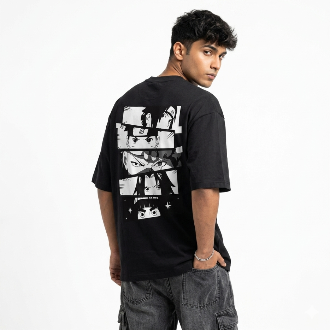 Naruto Squad Oversized Anime T-Shirt | Minimal Manga Streetwear Tee