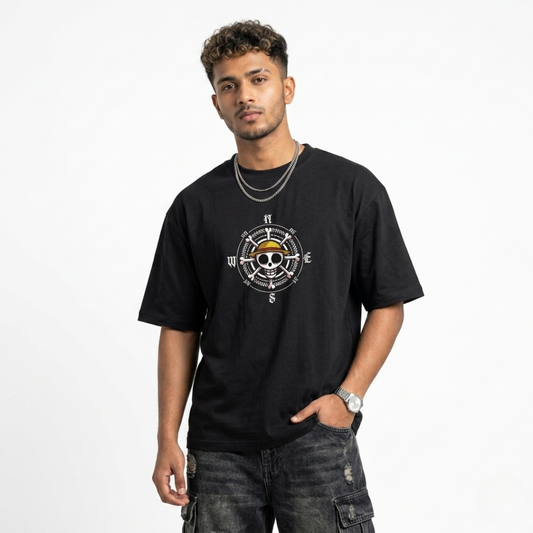 Straw Hat Pirate Oversized Anime T-Shirt | One Piece Minimal Streetwear Tee