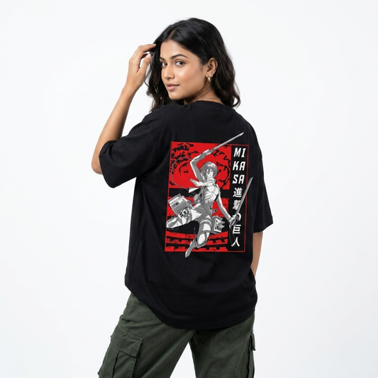 Mikasa Ackerman Oversized Anime T-Shirt | Attack on Titan Streetwear Tee