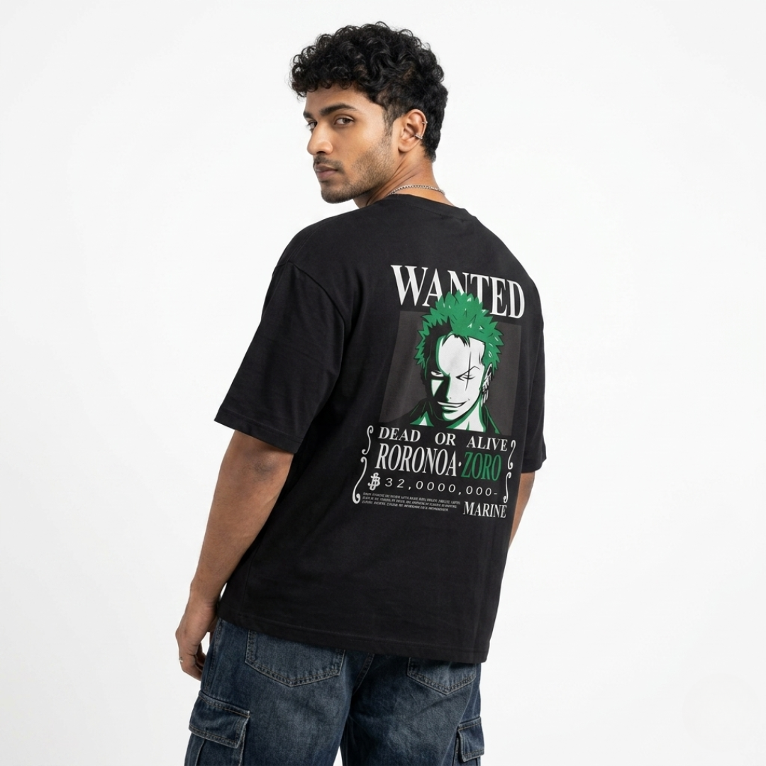 Roronoa Zoro Wanted Oversized Anime T-Shirt | One Piece Streetwear Tee
