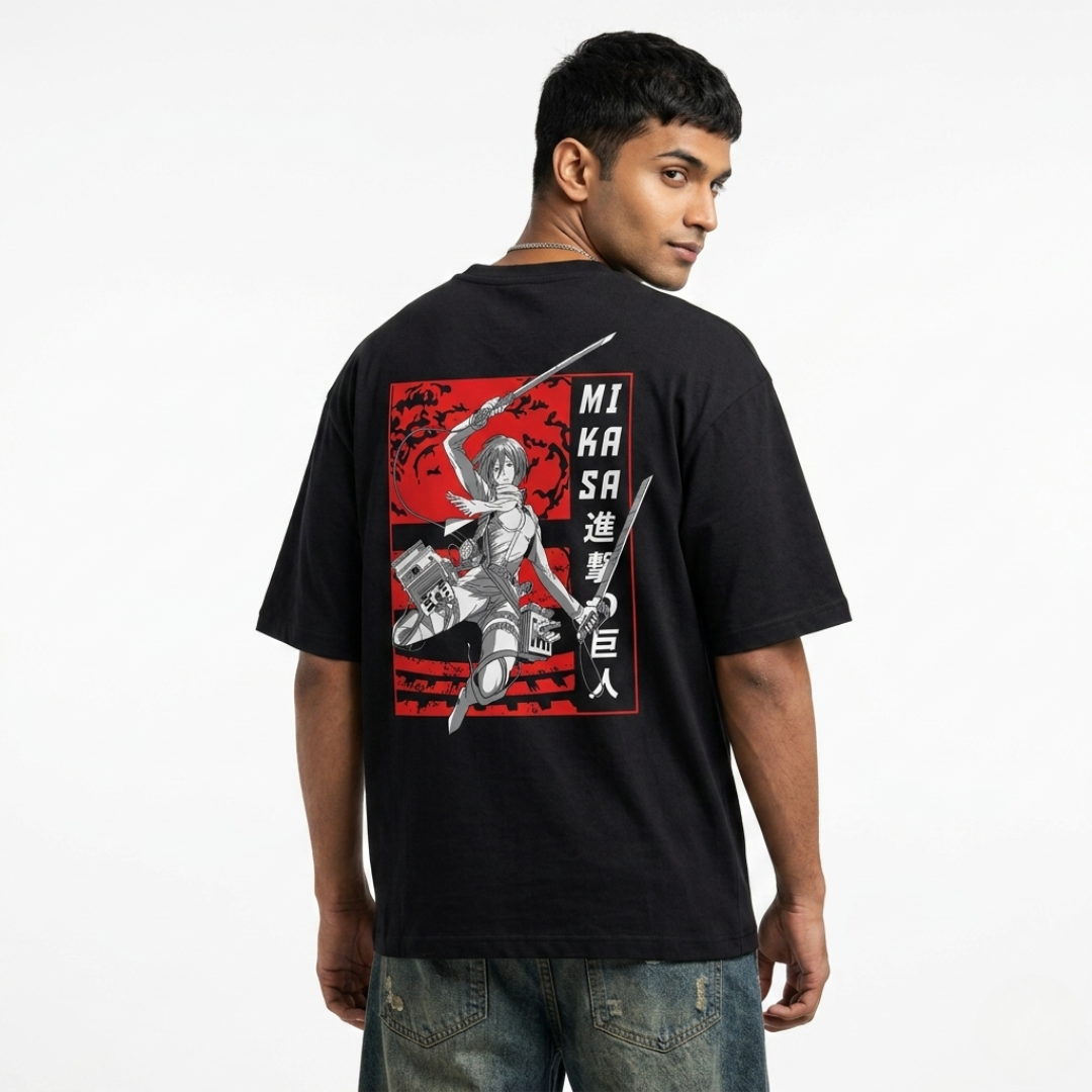 Mikasa Ackerman Oversized Anime T-Shirt | Attack on Titan Streetwear Tee