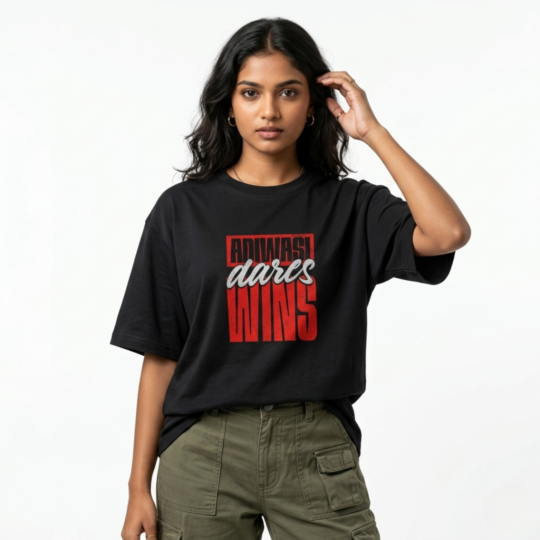 Adivasi Always Wins Oversized T-Shirt | Tribal Pride Streetwear Tee