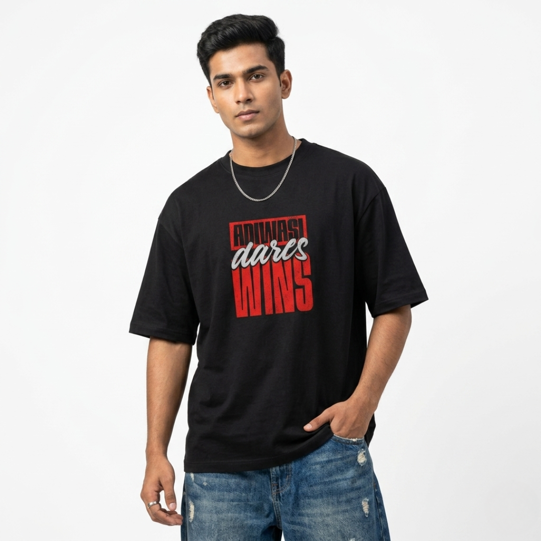 Adivasi Always Wins Oversized T-Shirt | Tribal Pride Streetwear Tee