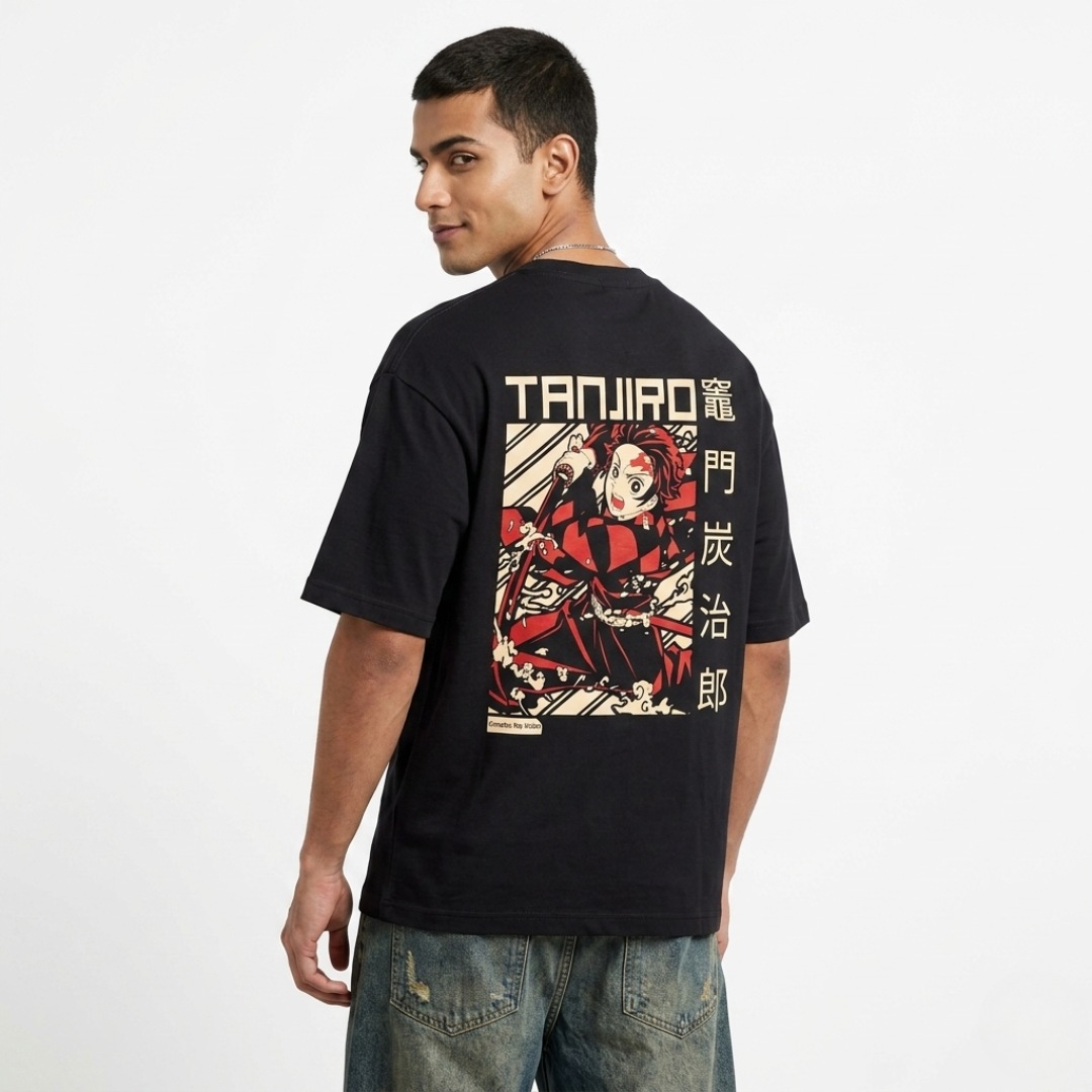 Tanjiro Kamado Oversized Anime T-Shirt | Demon Slayer Streetwear Graphic Tee