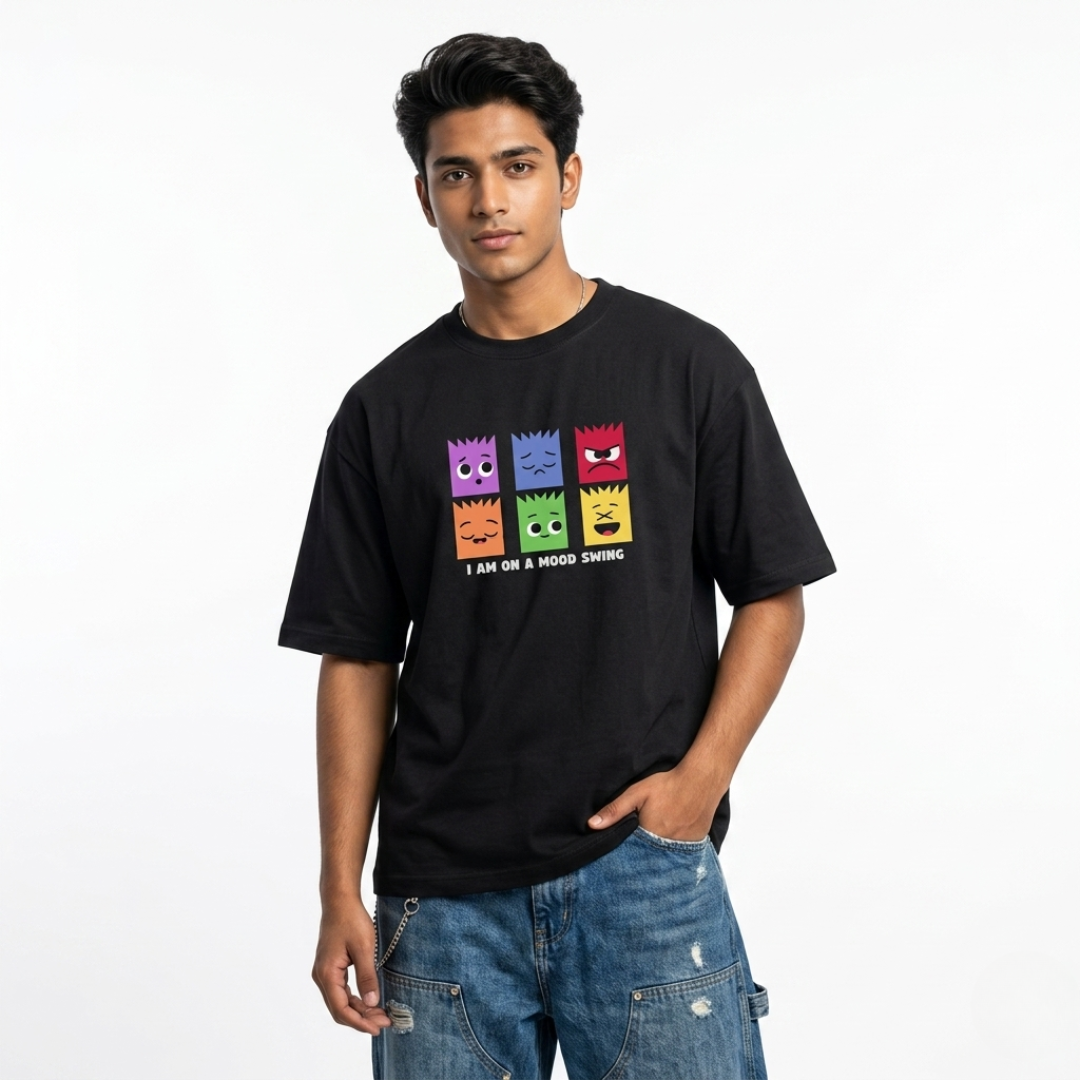 Mood Swing Oversized Graphic T-Shirt | Cute Minimal Streetwear Tee