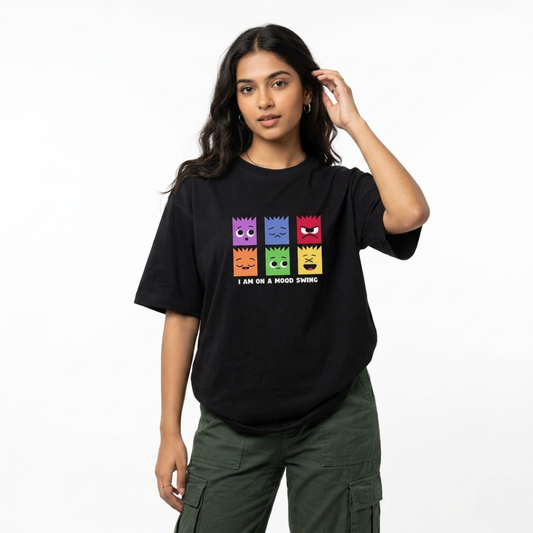 Mood Swing Oversized Graphic T-Shirt | Cute Minimal Streetwear Tee