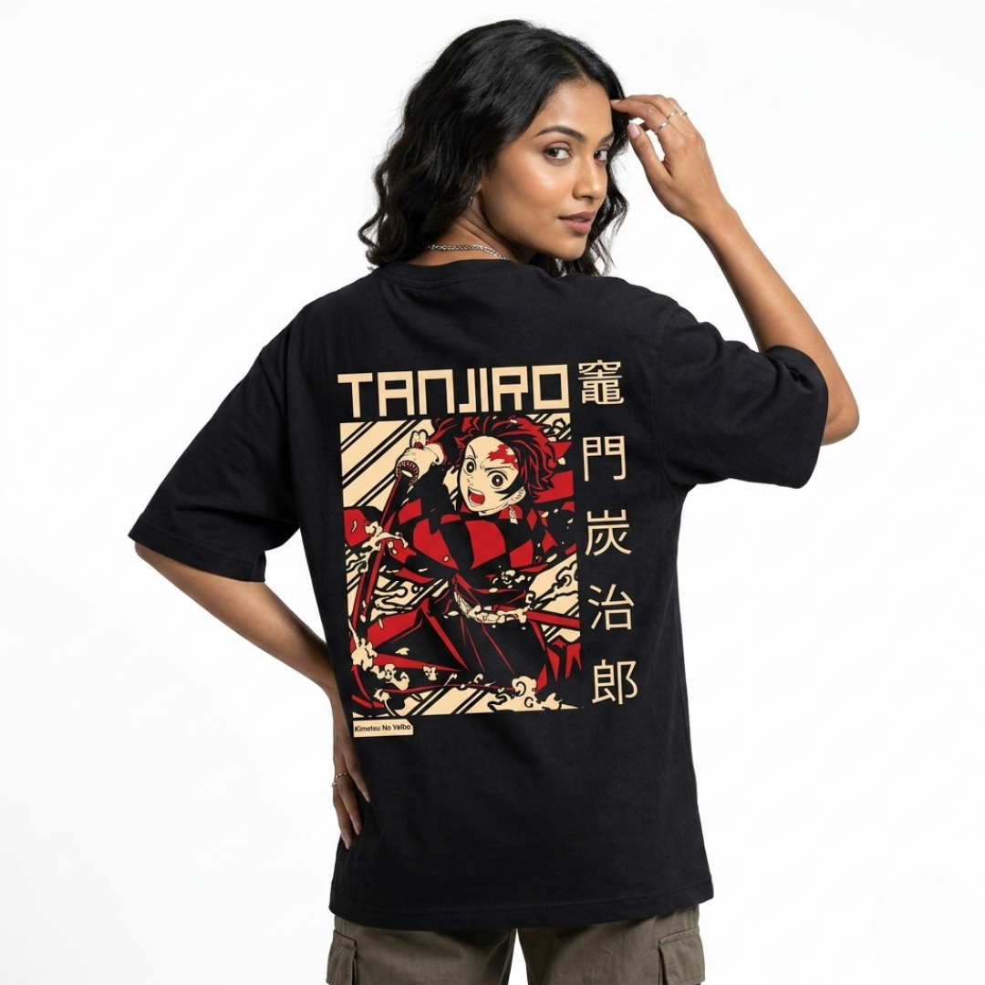 Tanjiro Kamado Oversized Anime T-Shirt | Demon Slayer Streetwear Graphic Tee