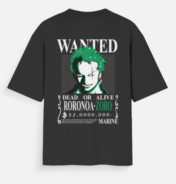 Roronoa Zoro Wanted Oversized Anime T-Shirt | One Piece Streetwear Tee