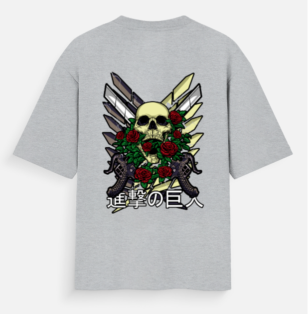 Attack on Titan Skull Oversized Anime T-Shirt | Gothic Streetwear Graphic Tee