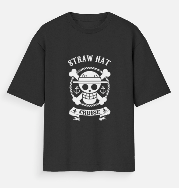 Straw Hat Cruise Oversized Anime T-Shirt | One Piece Minimal Streetwear Tee